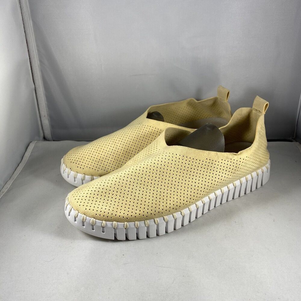 Ilse Jacobsen Shoes Women's 8.5 39 Yellow Perforated Tulip Slip On Comfort Flats